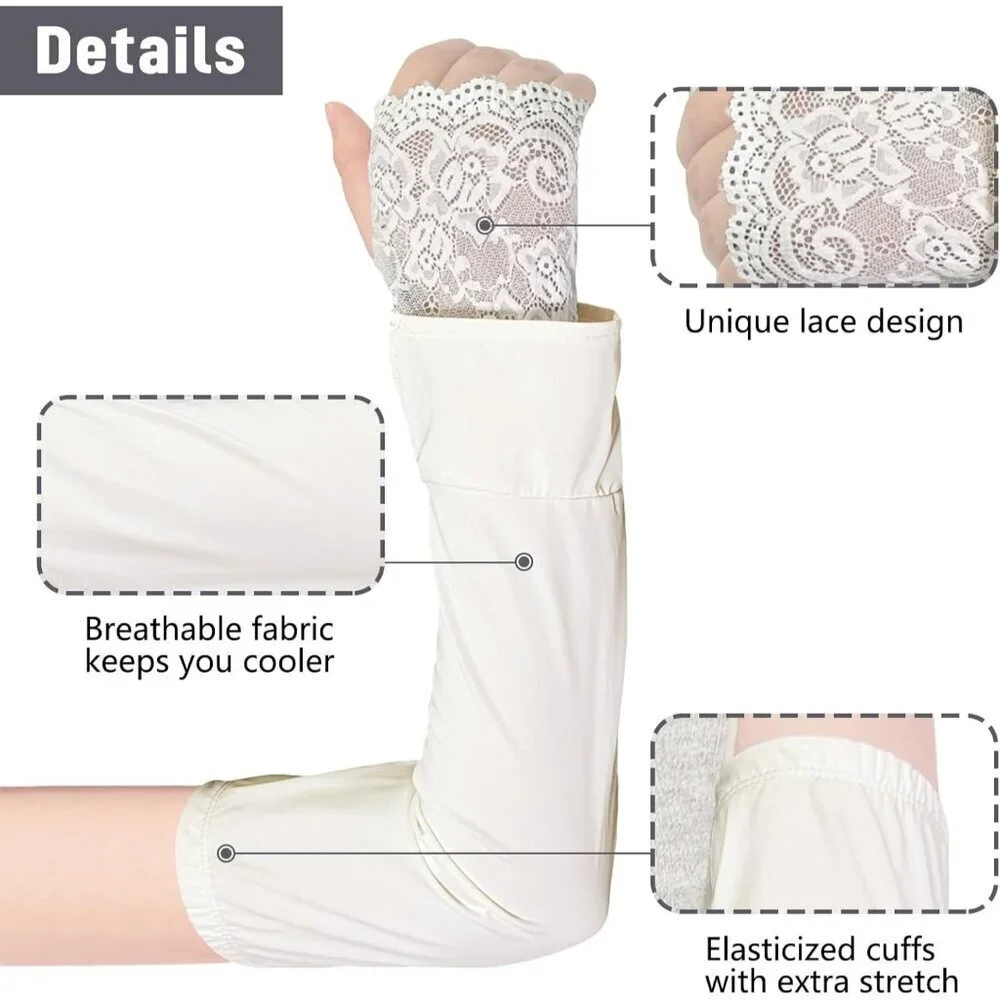 Women's White-01 Fingerless Lace Arm Sleeves Gloves Wedding Dress Party Prom